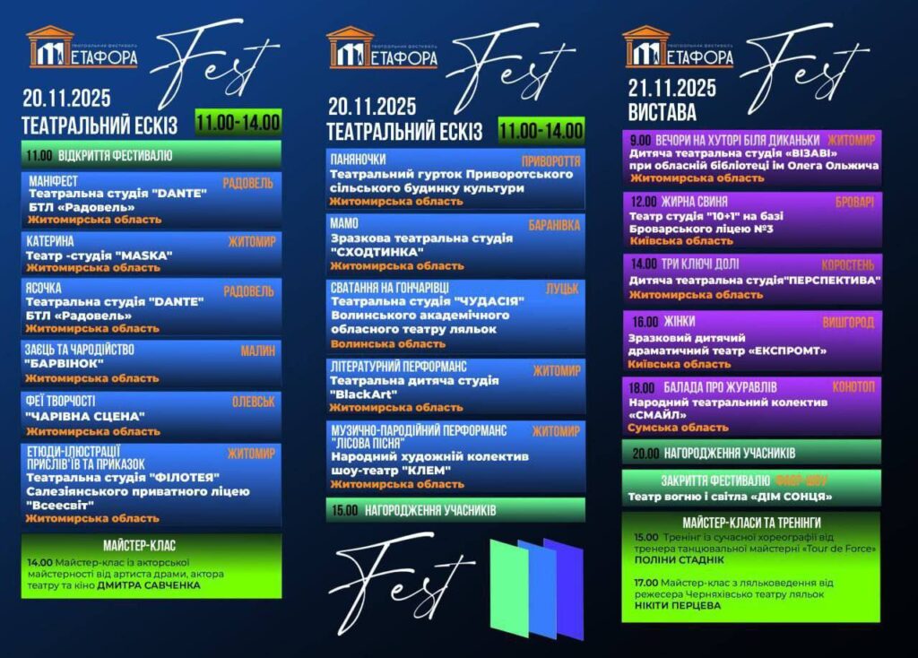 Житомир готується до першого Всеукраїнського фестивалю театрального мистецтва для дітей та молоді «Метафора FEST»!