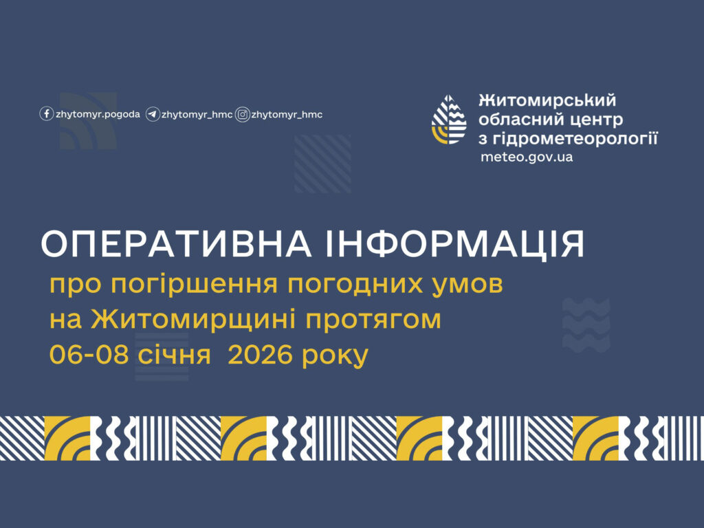 Оперативна інформація про погіршення погодних умов 6-8 січня 2026 року