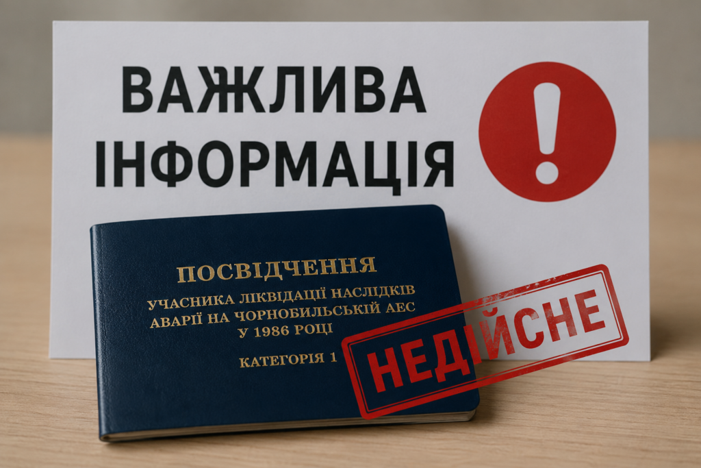 Увага! Посвідчення учасника ліквідації наслідків аварії на ЧАЕС визнати недійсним!